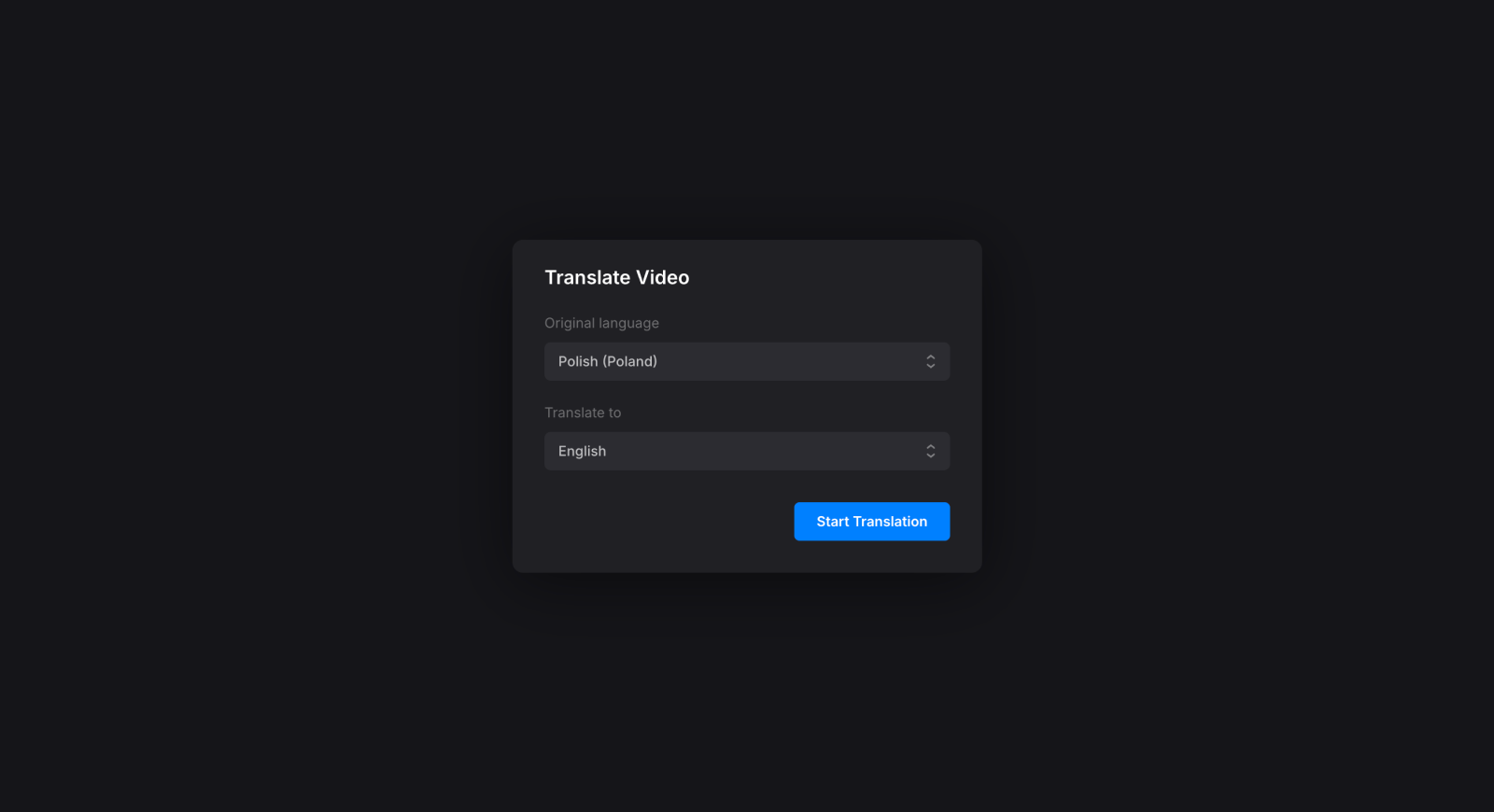 Select language to translate video to English subtitles