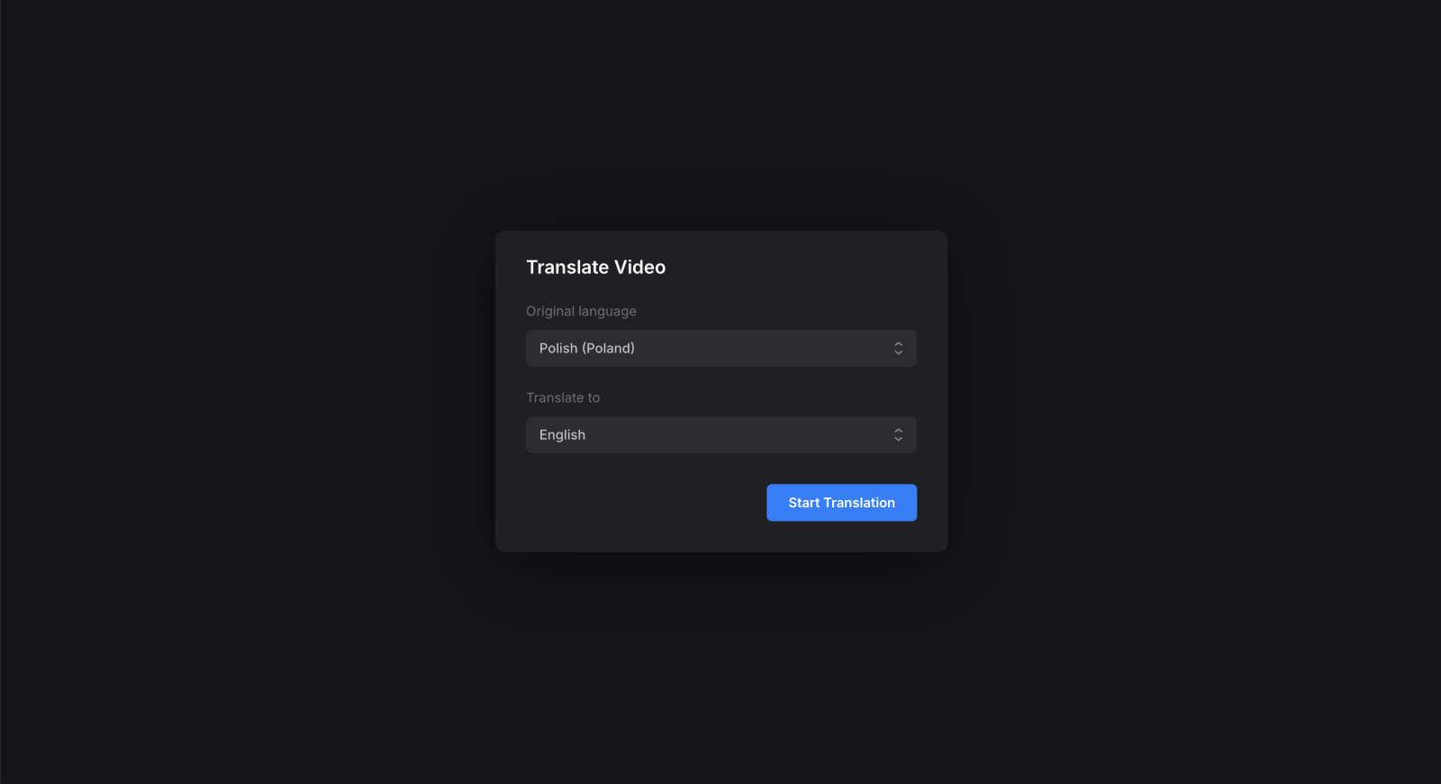 Select language to translate video