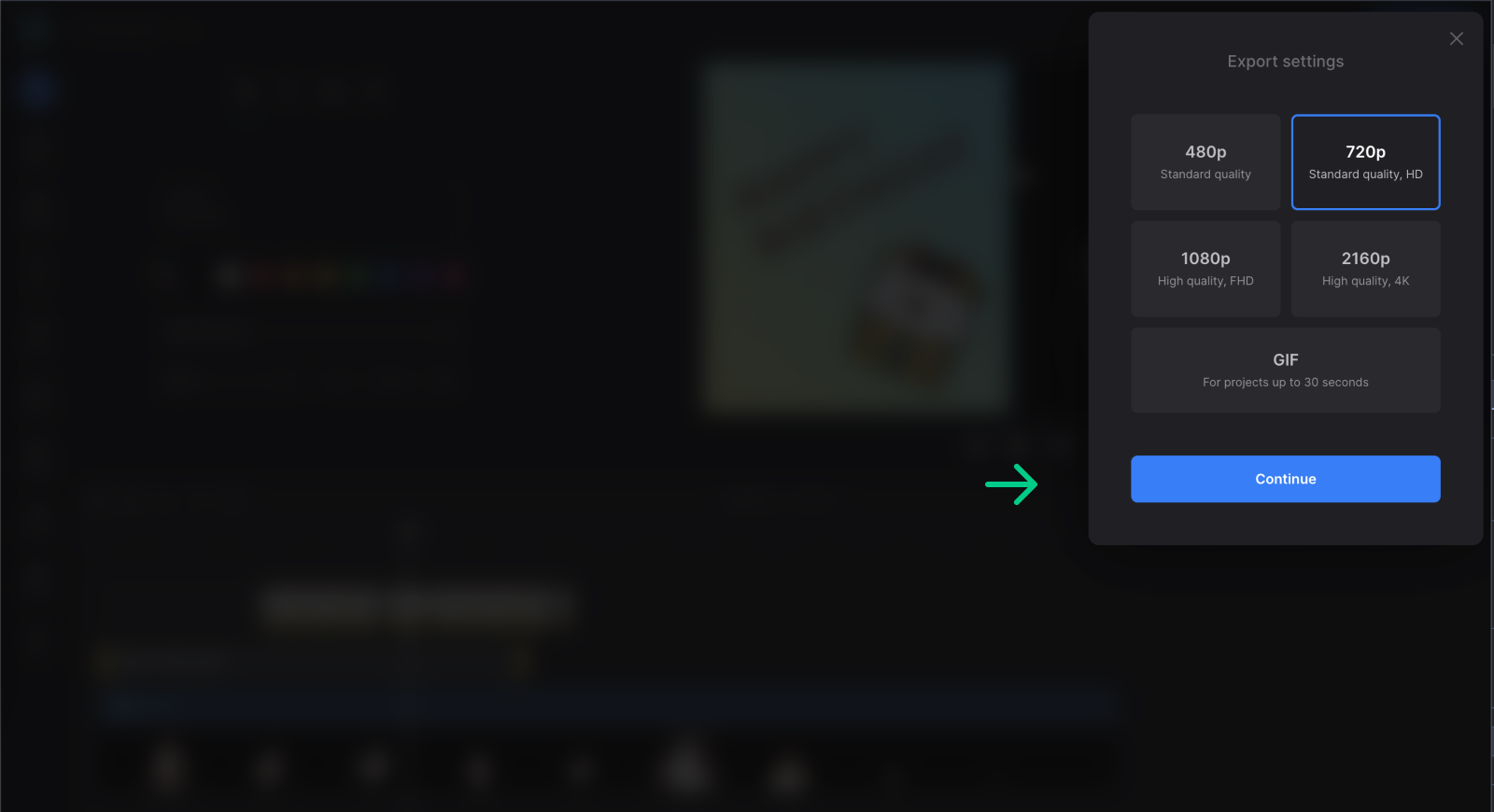 Select output quality for video with shape overlay