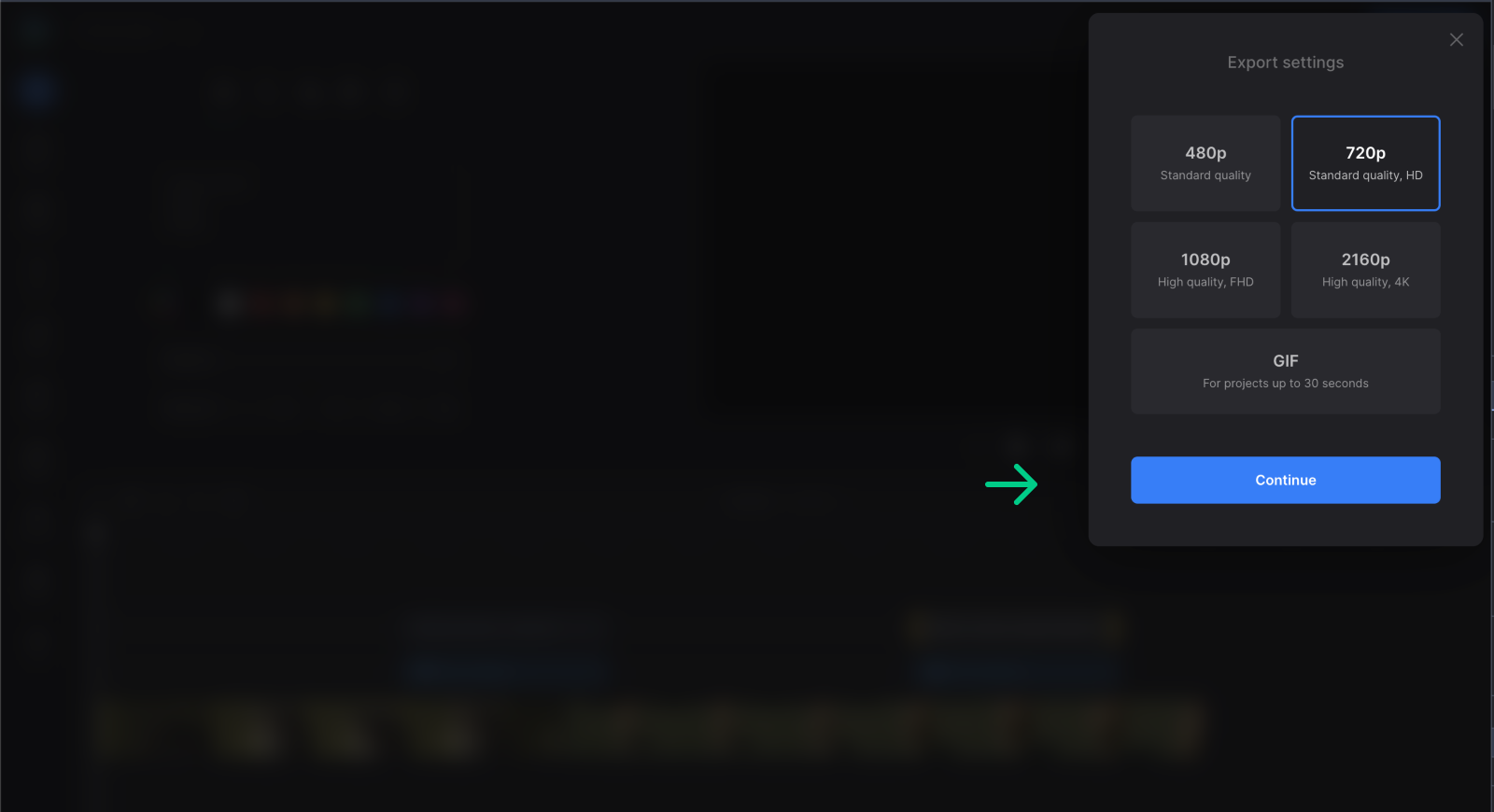 Select output quality for video with talking bubble