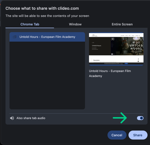 Select screen with audio