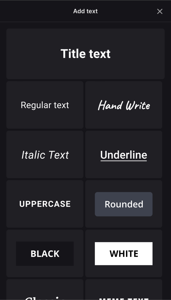 Select text preset in iPhone video