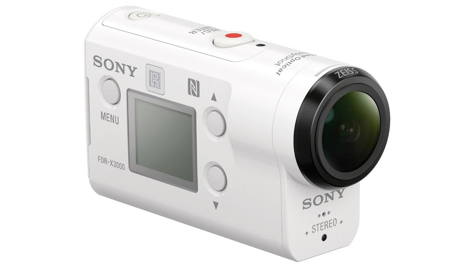 White Sony camera FDR X3000R similar to GoPro