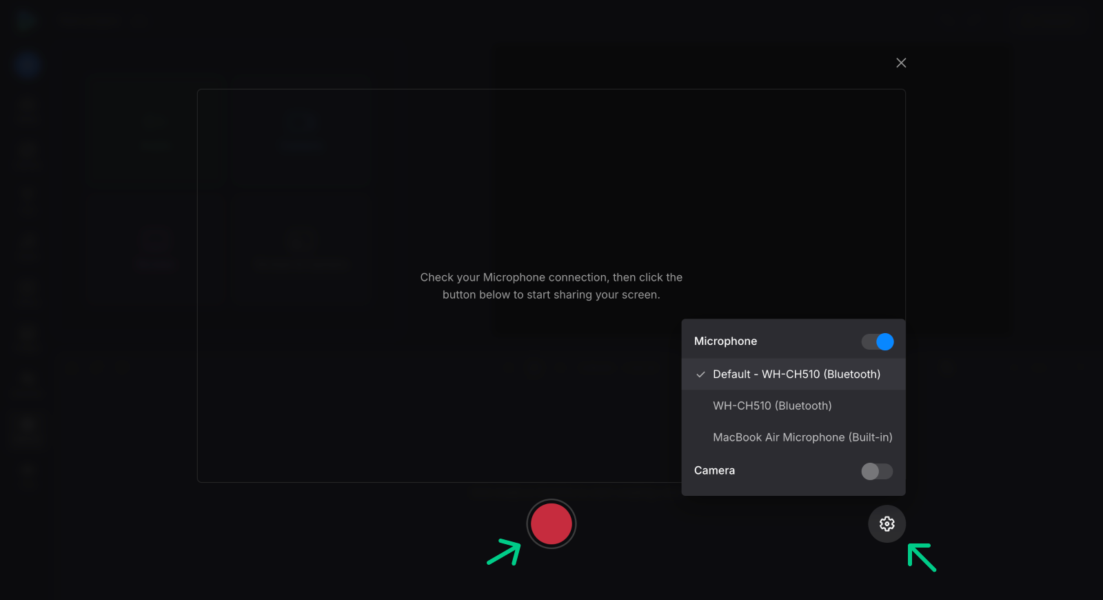 Start recording screen