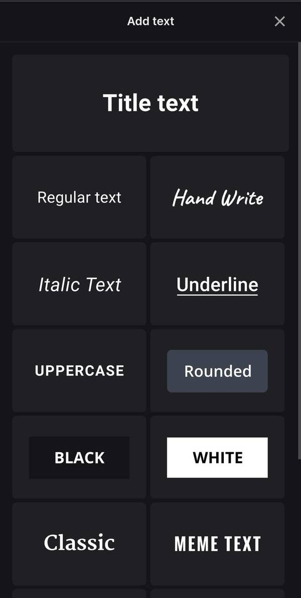 Text presets in Android video editor