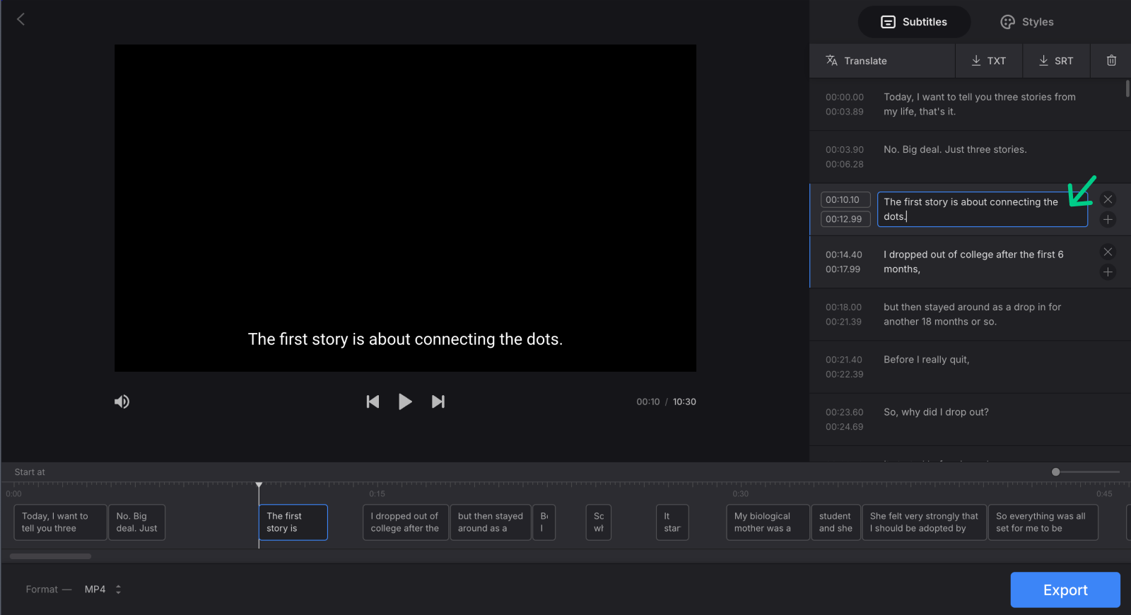 Transcribe audio to text