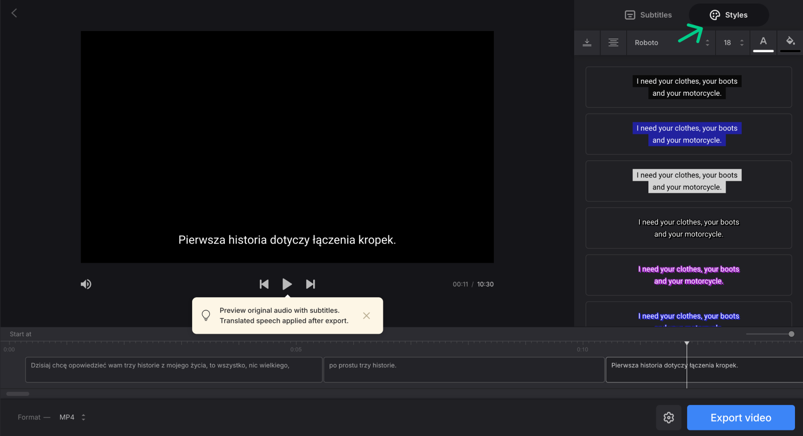 Translate audio and change style
