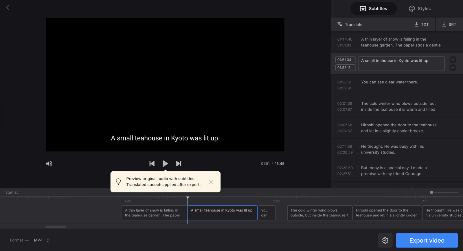 Translate podcast to texts
