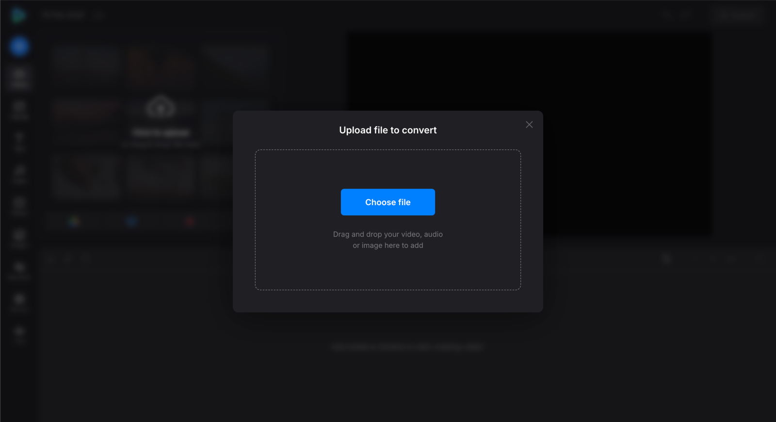 Upload file to convert MP4 to QuickTime