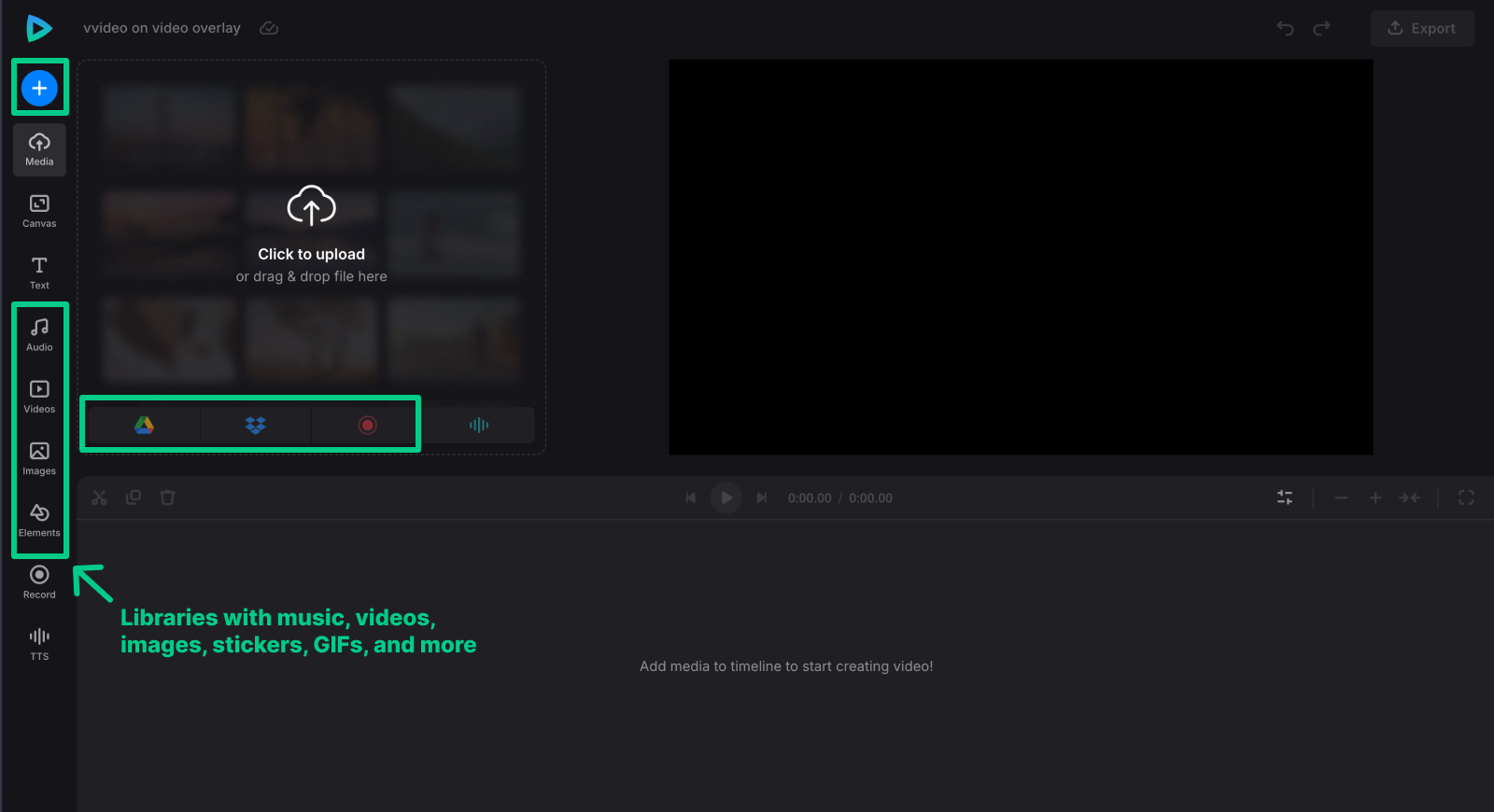Upload files to overlay video on video