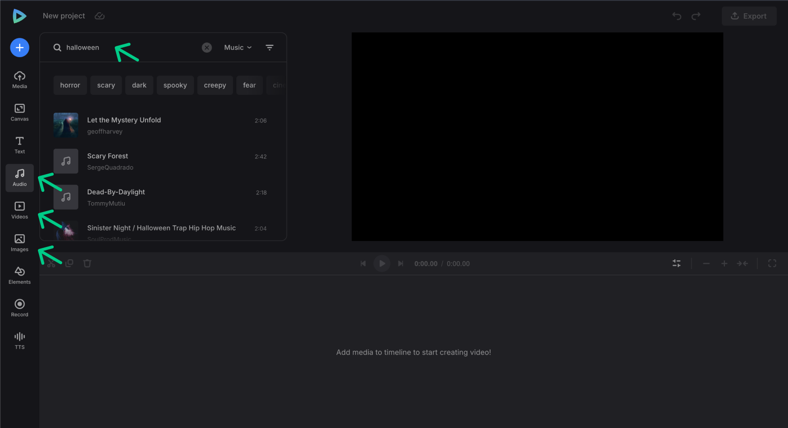 Use stock assets to make Halloween videos online
