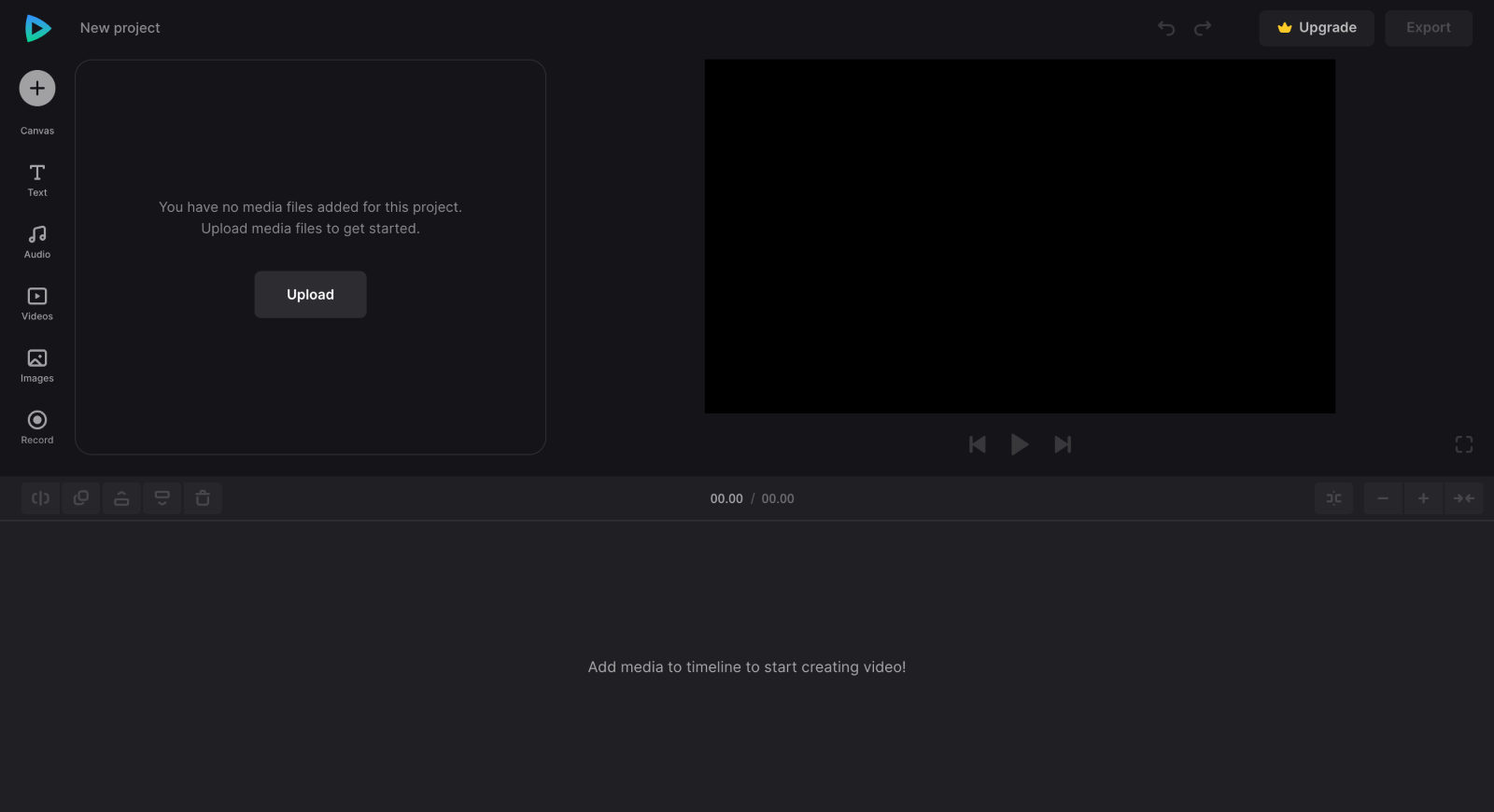 Video editor record menu