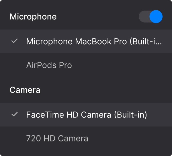 Webcam video recording settings